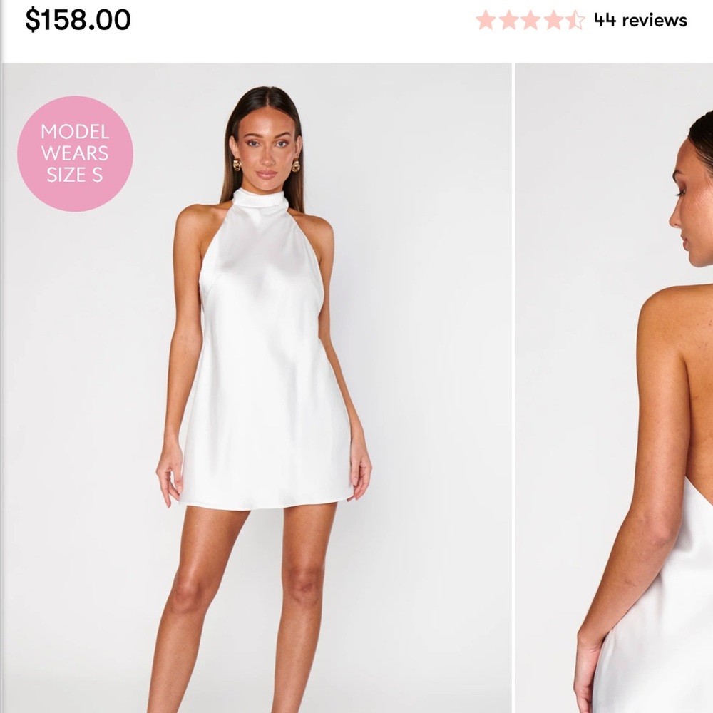 Show Me Your MuMu White Satin Halter Mini Dress